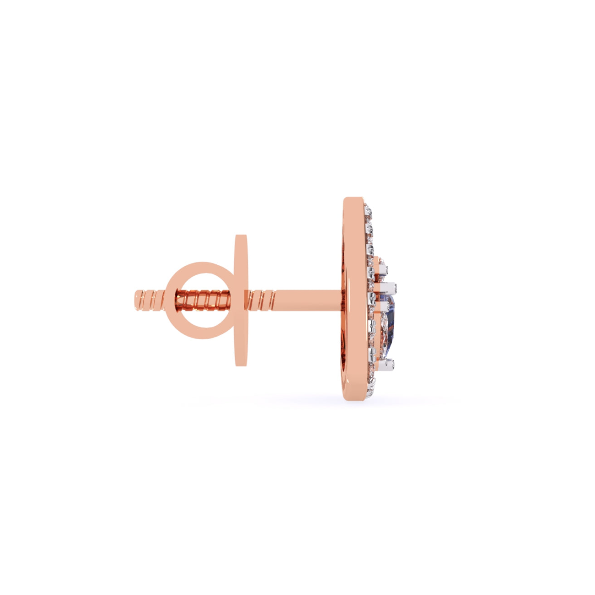 Halo Triangle Diamond Stud Earrings with Mixed Diamond Shapes